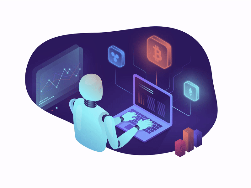 3d illustration of robo using laptop