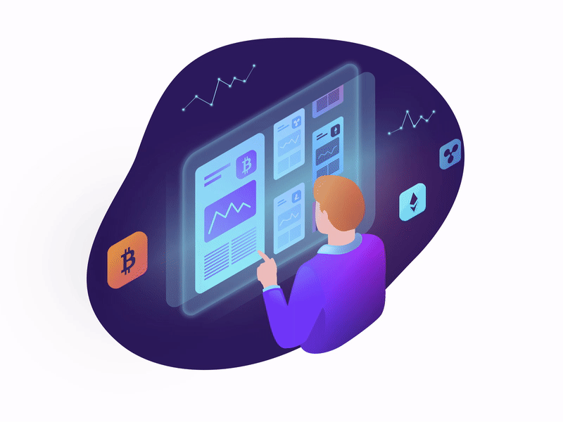 3d illustration of man using touchscreen